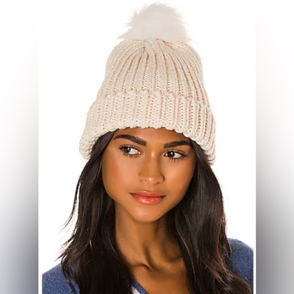 Revolve Hat Attack Ivory Knit Beanie